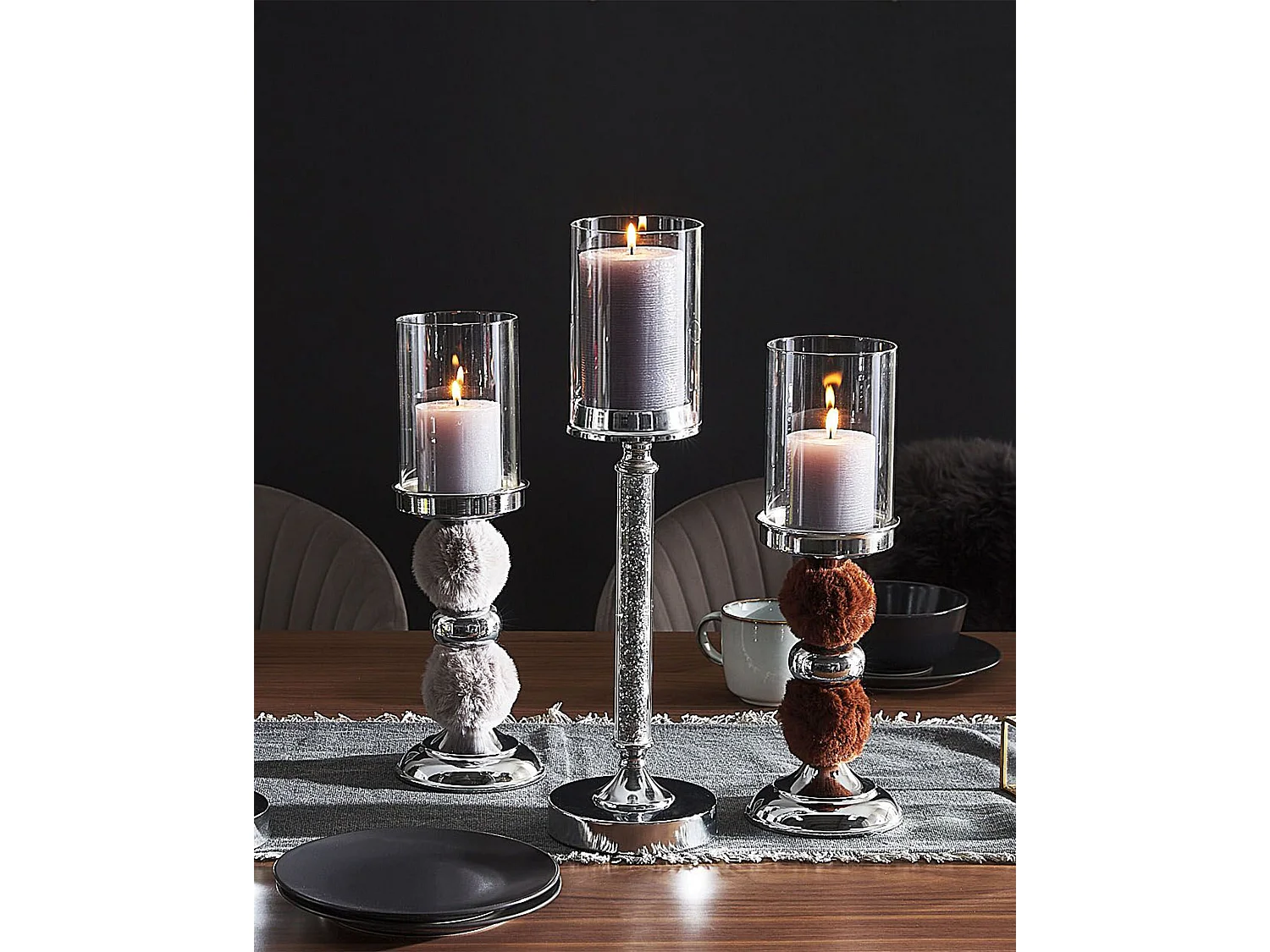 Klassischer Kerzenständer für besonderes Flair silber braun Höhe 38 cm Padre