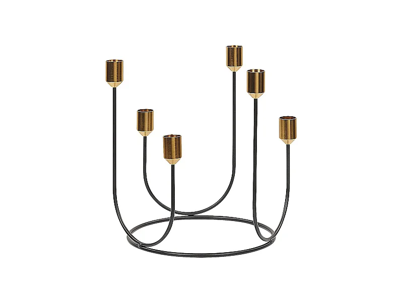 Mehrarmiger Kerzenständer Kerzenhalter Kerzendeko Schwarz/Gold Metall 6-flammig