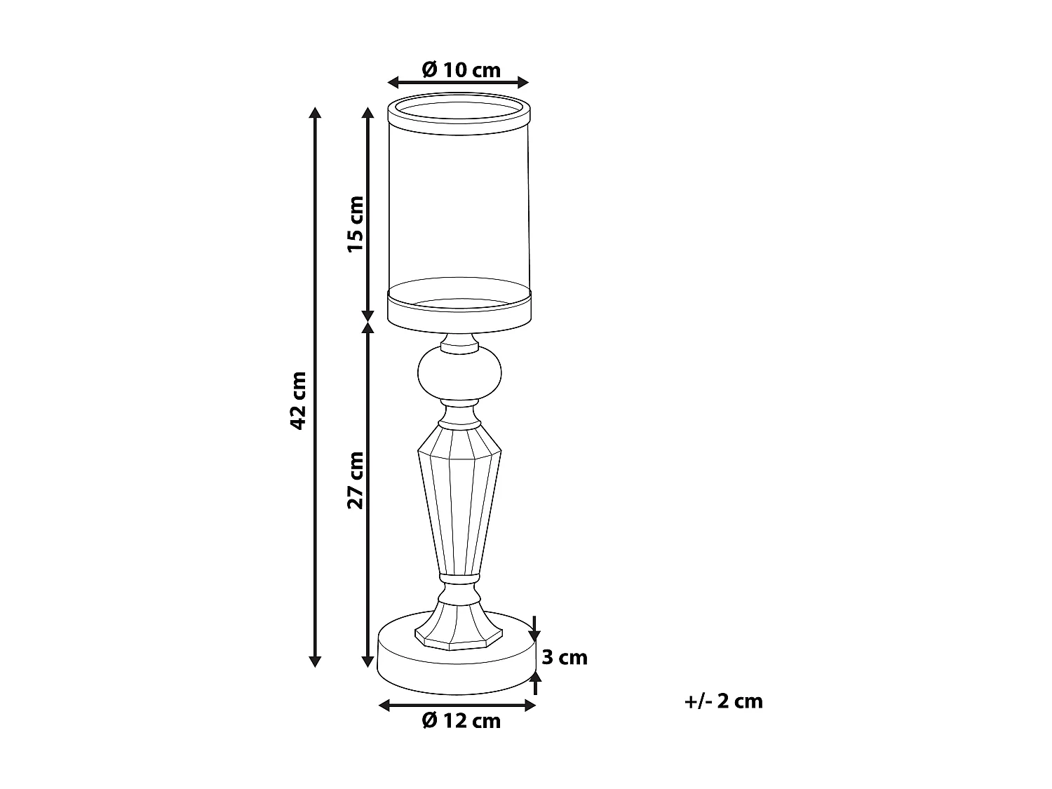 Kaarshouder BONAO Glas 42 cm Zilver