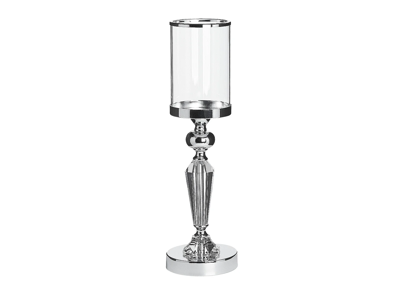 Bougeoir BONAO Verre 42 cm Argenté