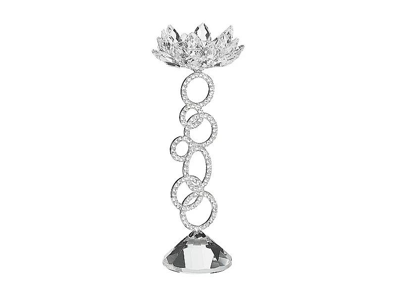 Candelero OVIEDO Vidrio 27 cm Plateado