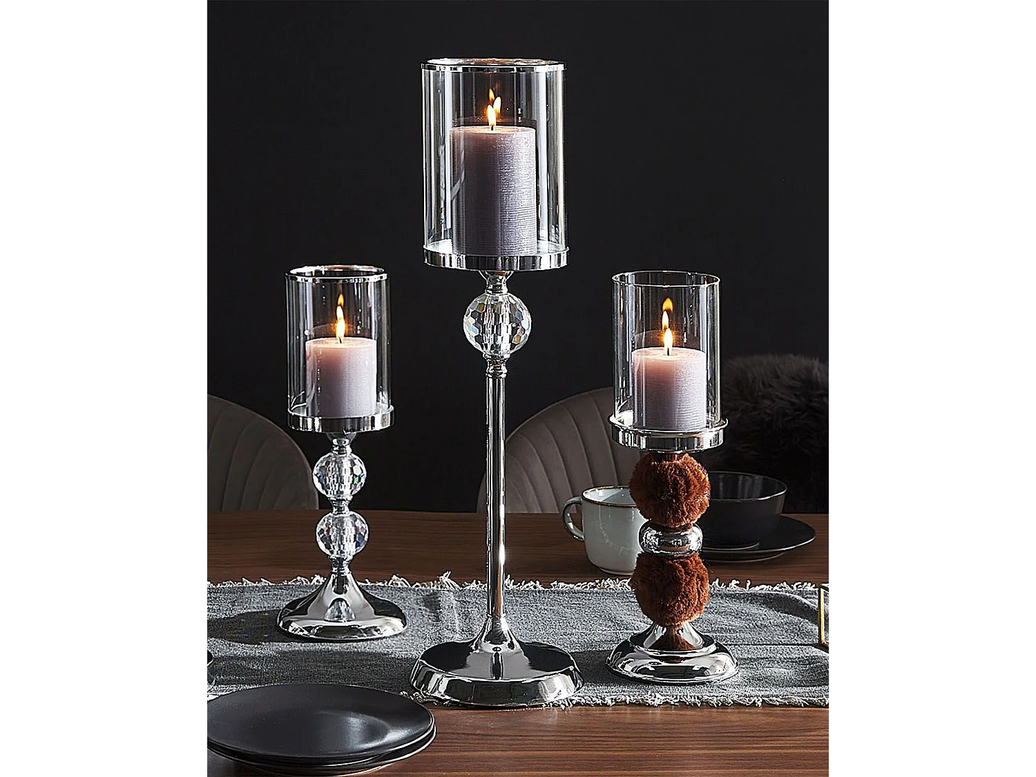 Kaarshouder COTUI Glas 58 cm Zilver