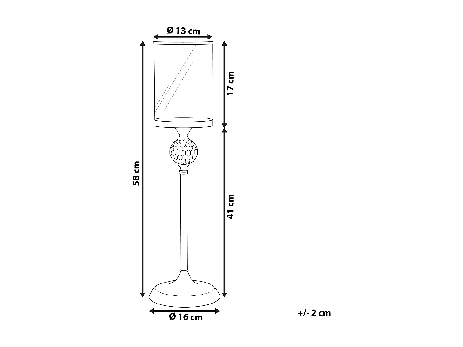 Kaarshouder COTUI Glas 58 cm Zilver