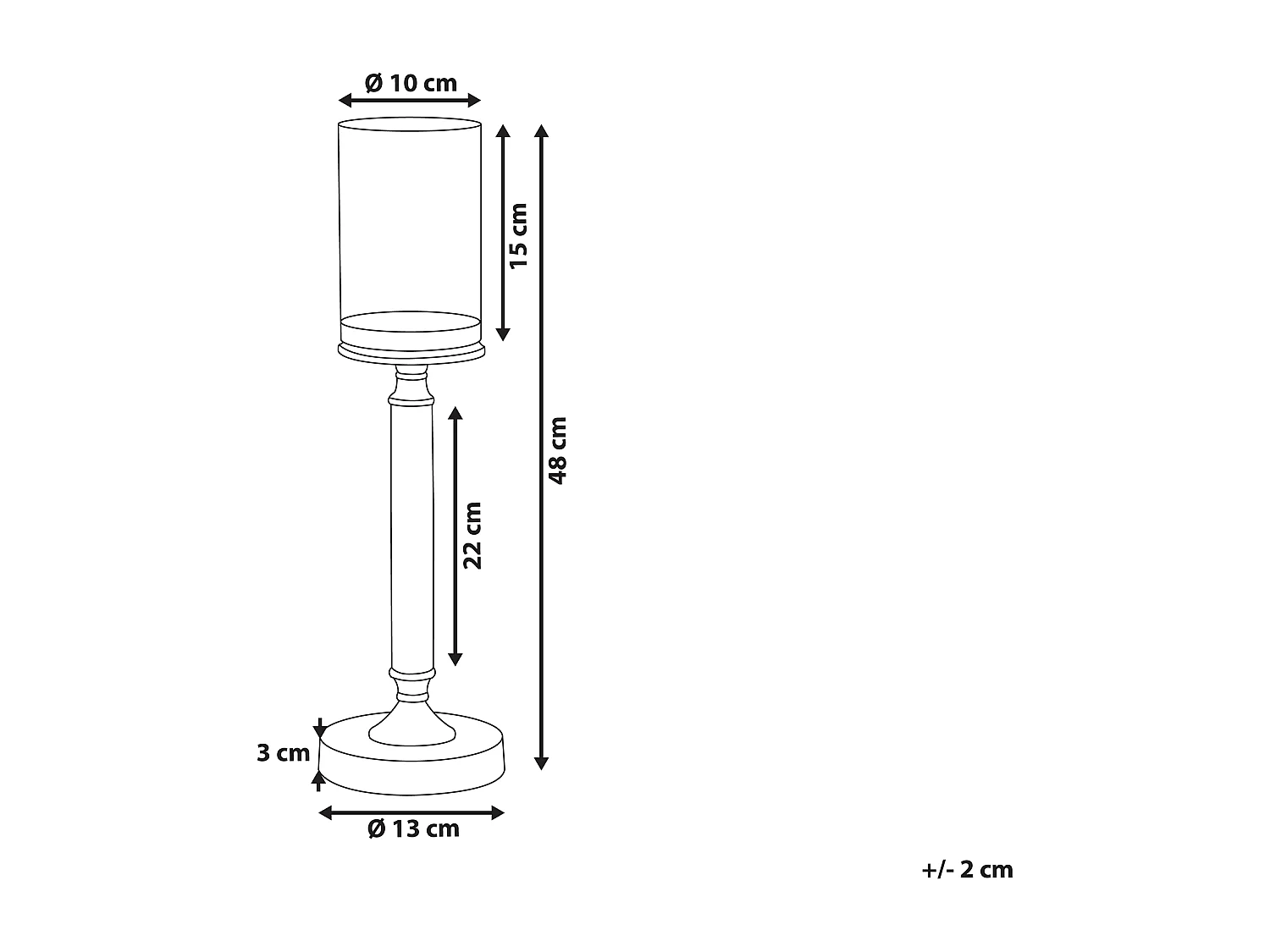 Kaarshouder ABBEVILLE Glas 48 cm Zilver