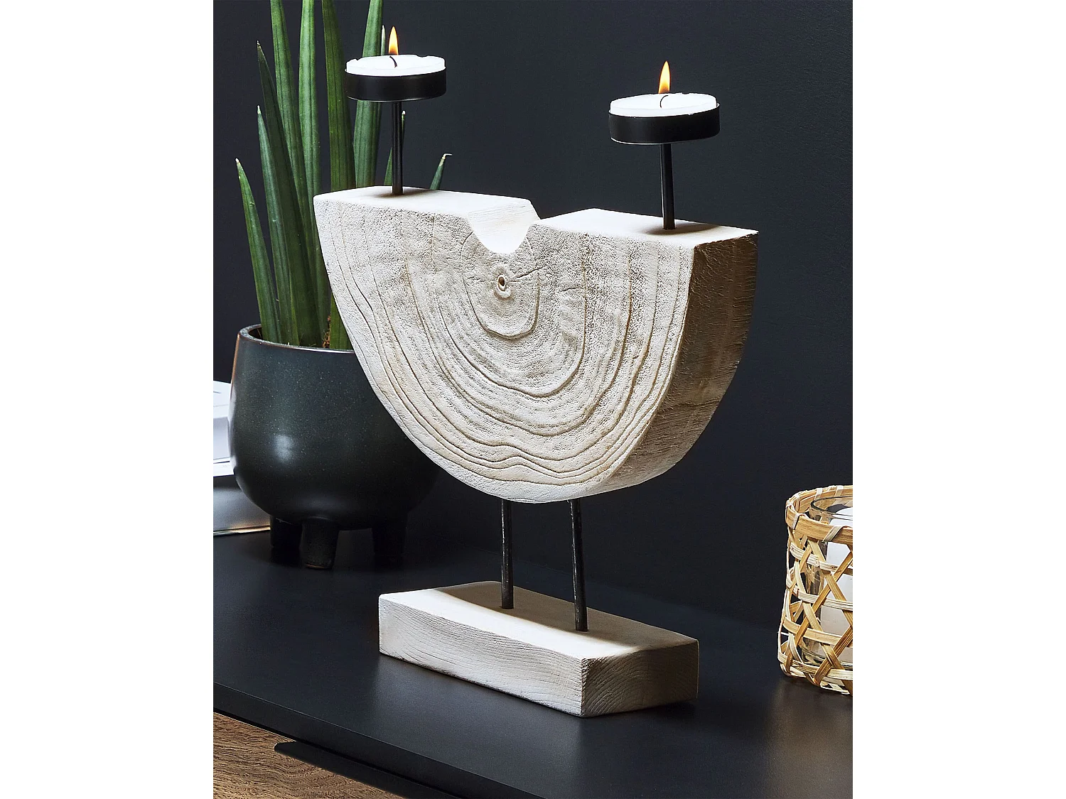 Bougeoir APANGO Bois 35 cm Blanc