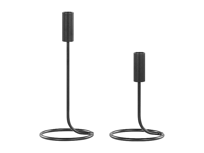 2er Set Kerzenhalter Kerzenständer Schwarz Metall für 2 Kerzen Höhe 19 und 28 cm