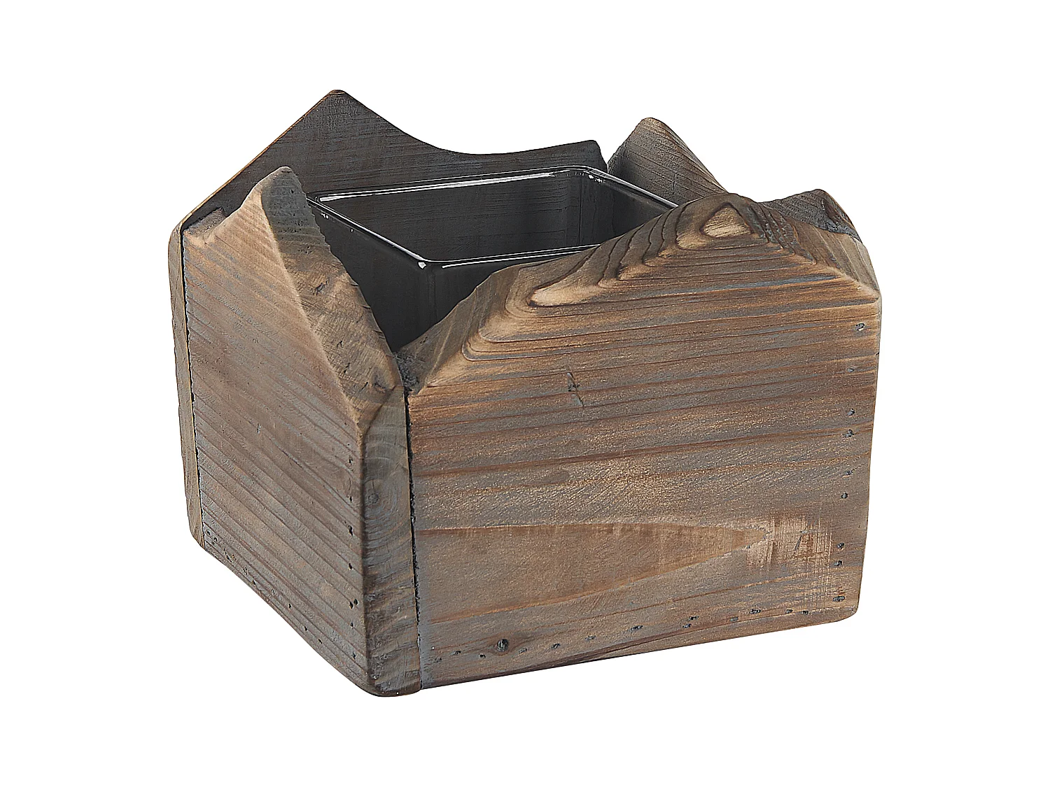 Lot de 2 bougeoirs PLATEROS Bois de sapin 15/12 cm Marron foncé