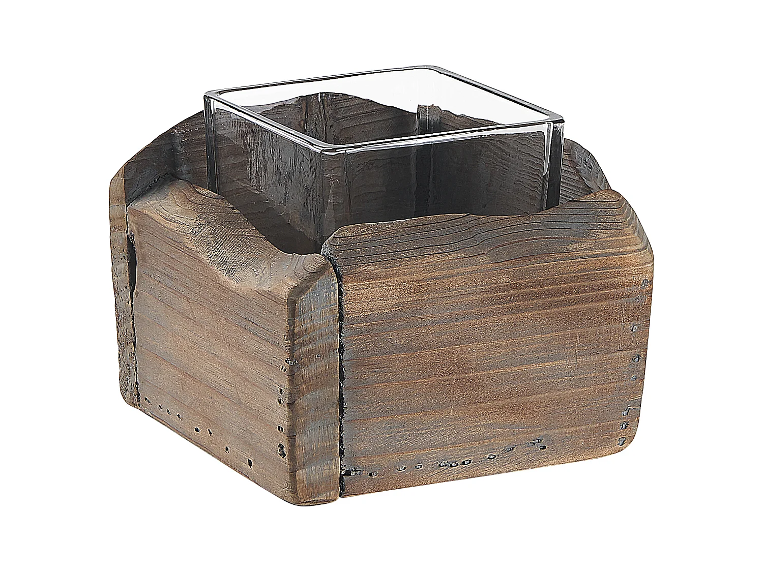 Lot de 2 bougeoirs PLATEROS Bois de sapin 15/12 cm Marron foncé