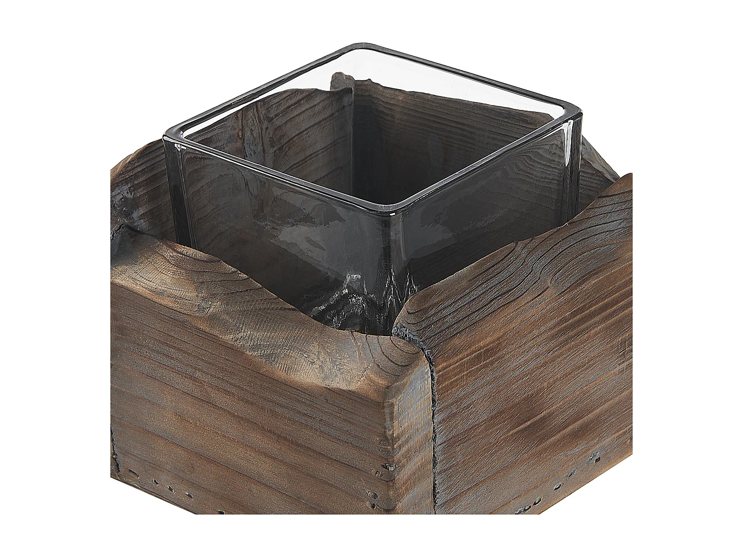 Lot de 2 bougeoirs PLATEROS Bois de sapin 15/12 cm Marron foncé