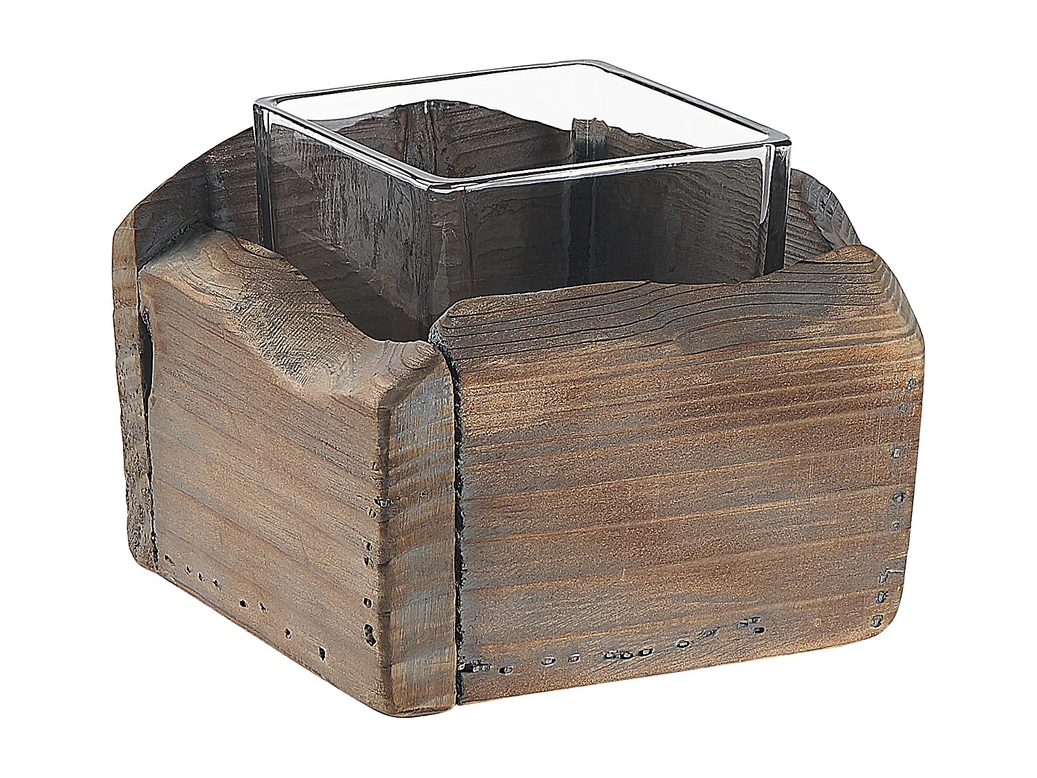 Conjunto de 2 castiçais PLATEROS Madeira 15/12 cm Castanho escuro