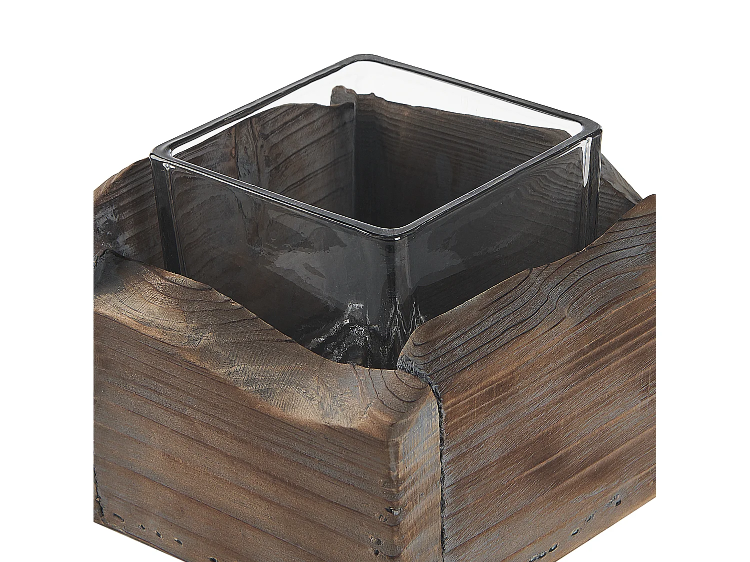 Lot de 2 bougeoirs PLATEROS Bois de sapin 15/12 cm Marron foncé