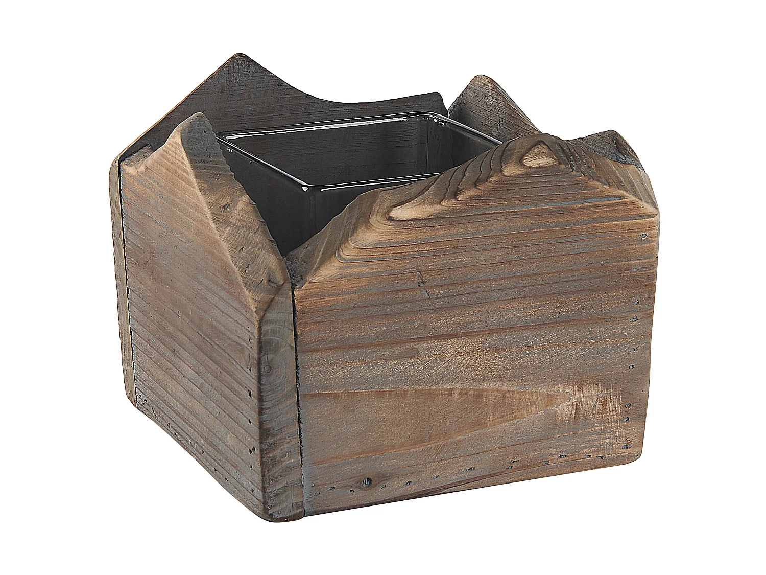 Lot de 2 bougeoirs PLATEROS Bois 15/12 cm Marron foncé