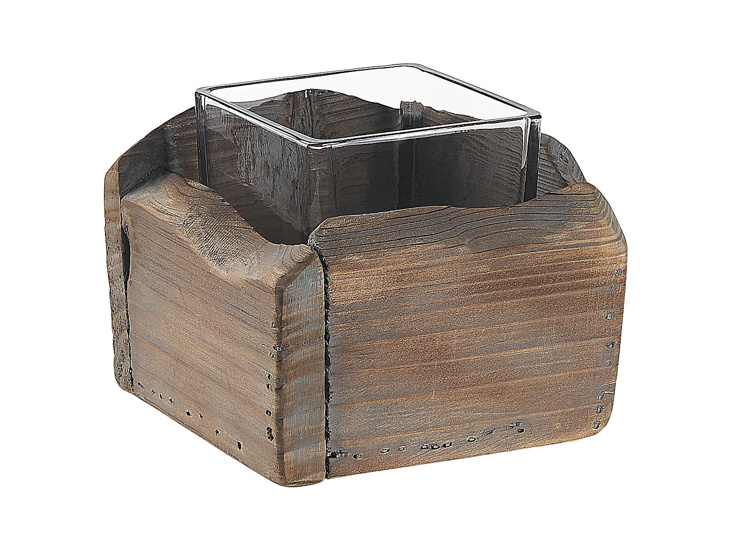 Lot de 2 bougeoirs PLATEROS Bois 15/12 cm Marron foncé