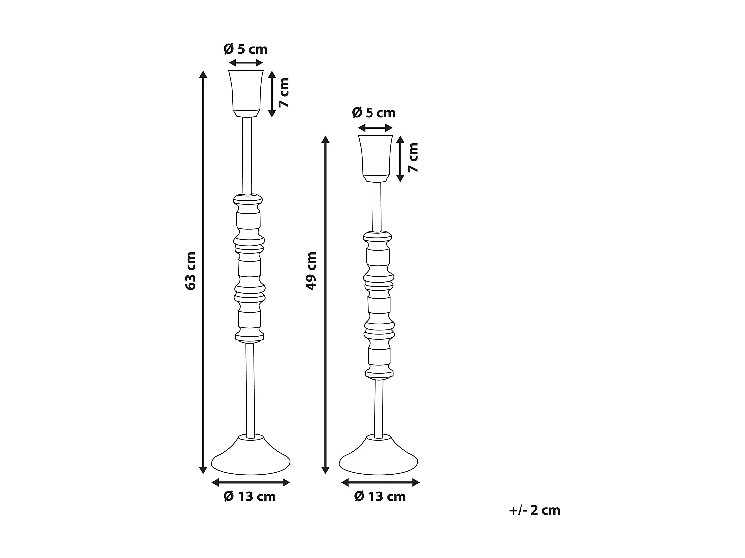 Set van 2 kaarshouders SALAMINA Metaal 63/49 cm Goud