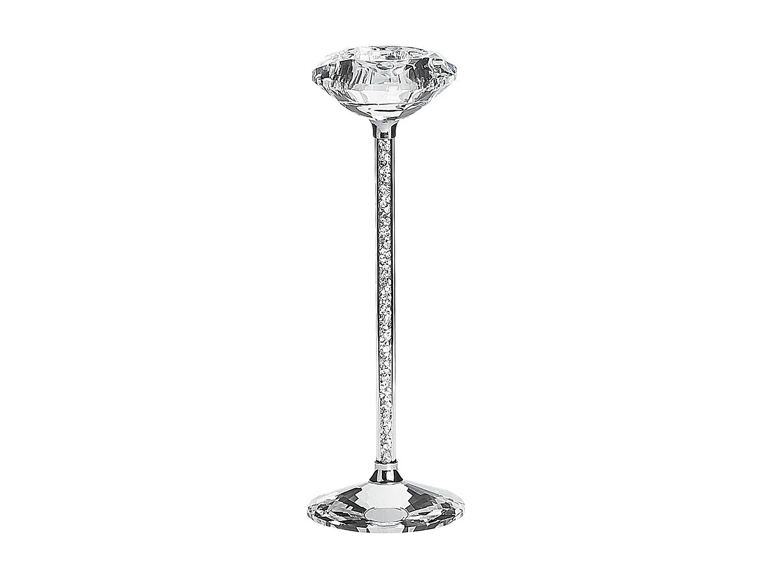 Bougeoir KOFI Verre 23 cm Argenté