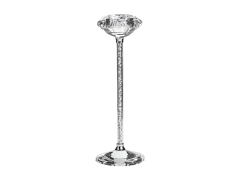 Bougeoir KOFI Verre 23 cm Argenté