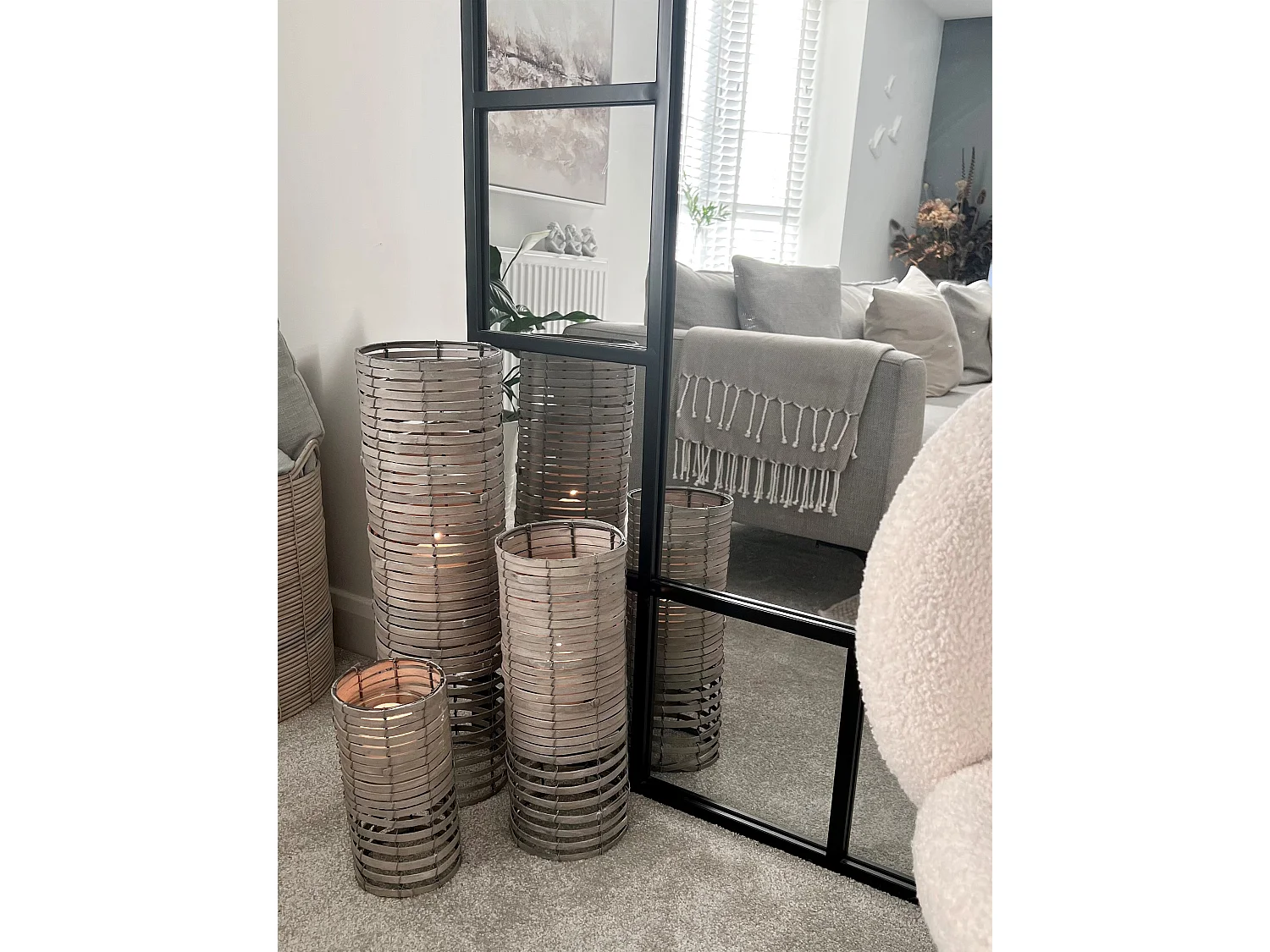 Conjunto de 3 candeleros ROVARE 60/39/25 cm Gris
