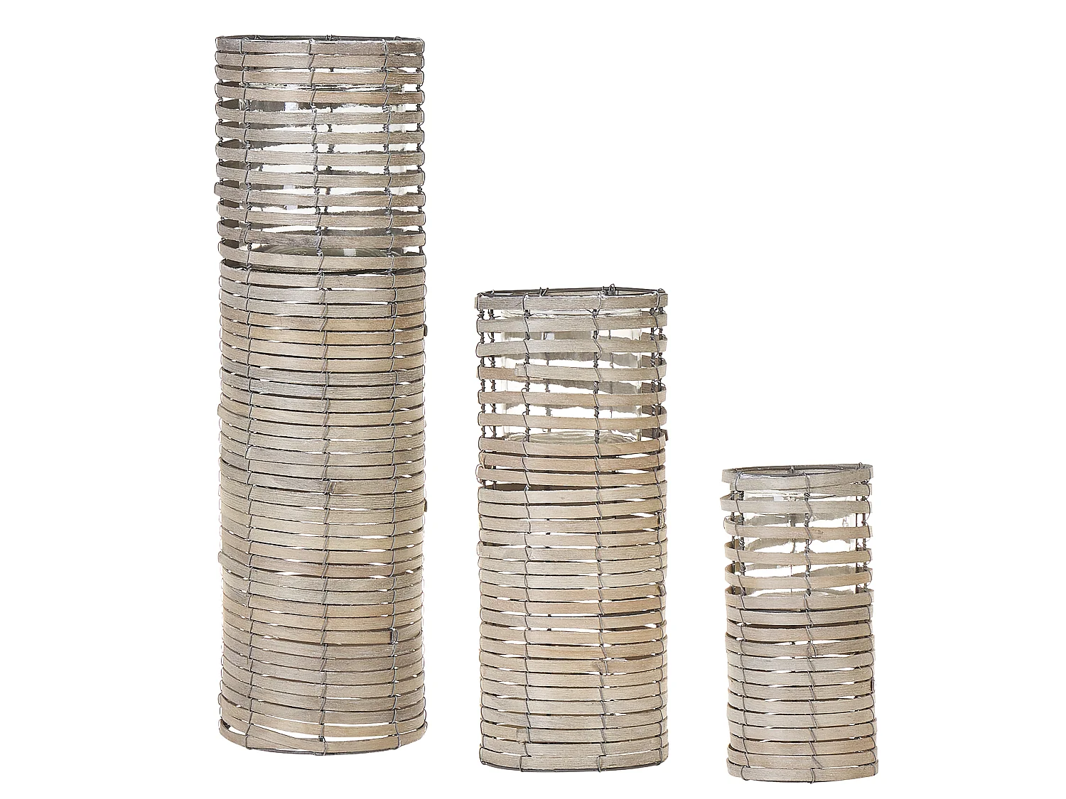 Conjunto de 3 castiçais ROVARE 60/39/25 cm Cinzento