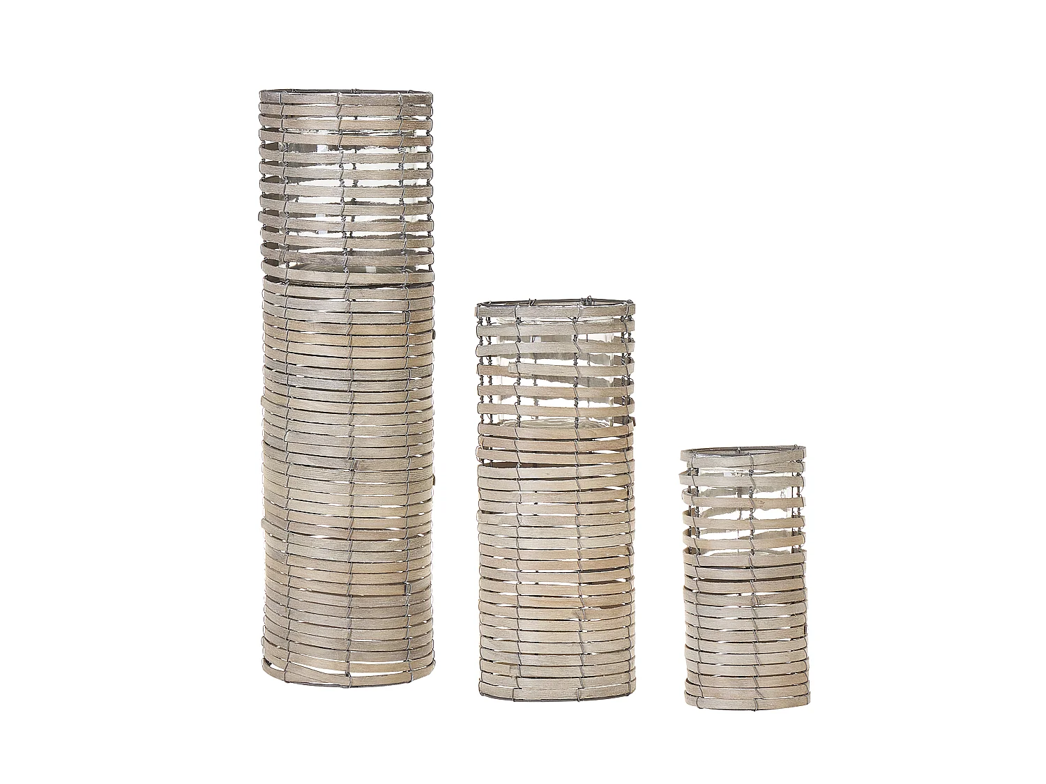 Kerzenständer 3er Set aus Holz rund rustikaler Stil handgefertigt Rovare