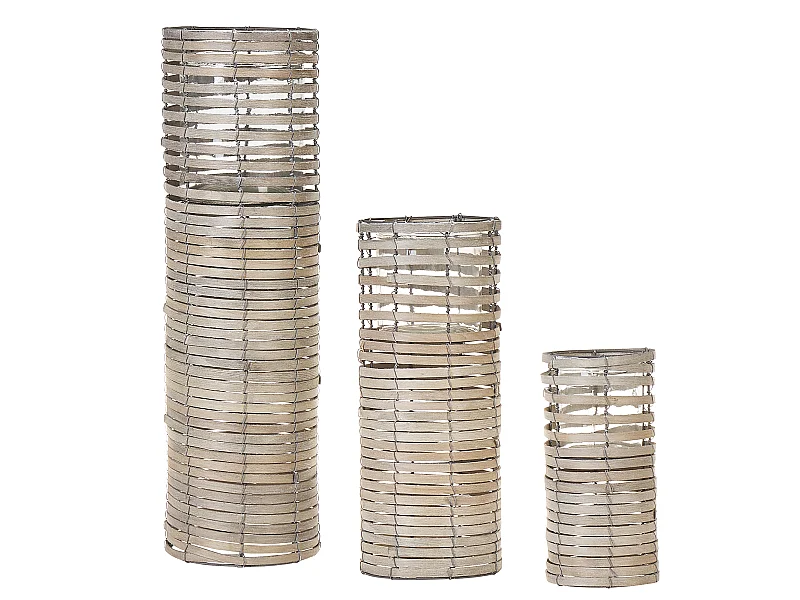 Lot de 3 bougeoirs ROVARE Bois de peuplier 60/39/25 cm Gris