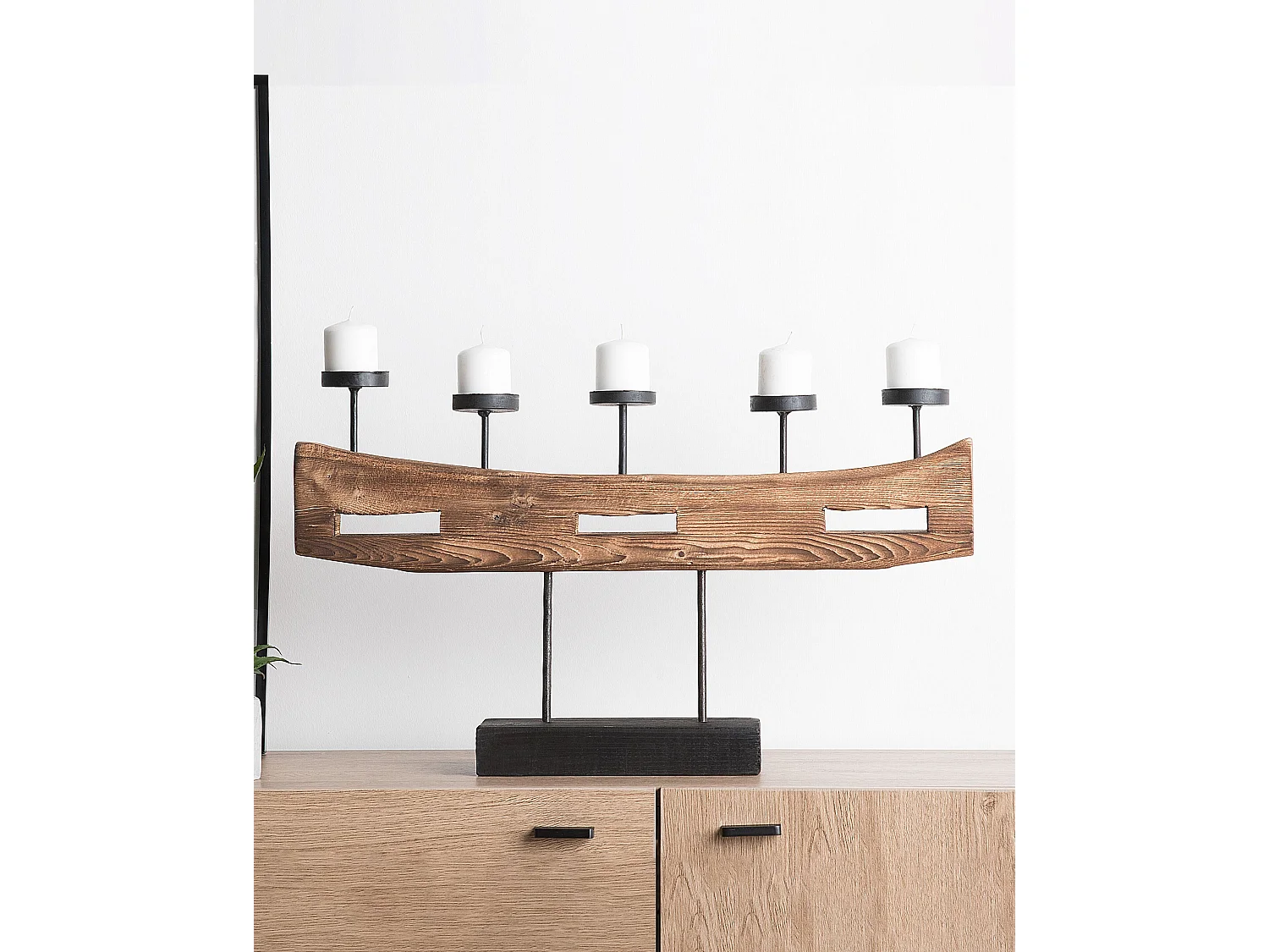 Świecznik GUATEMALA Drewno 36 cm Brązowy