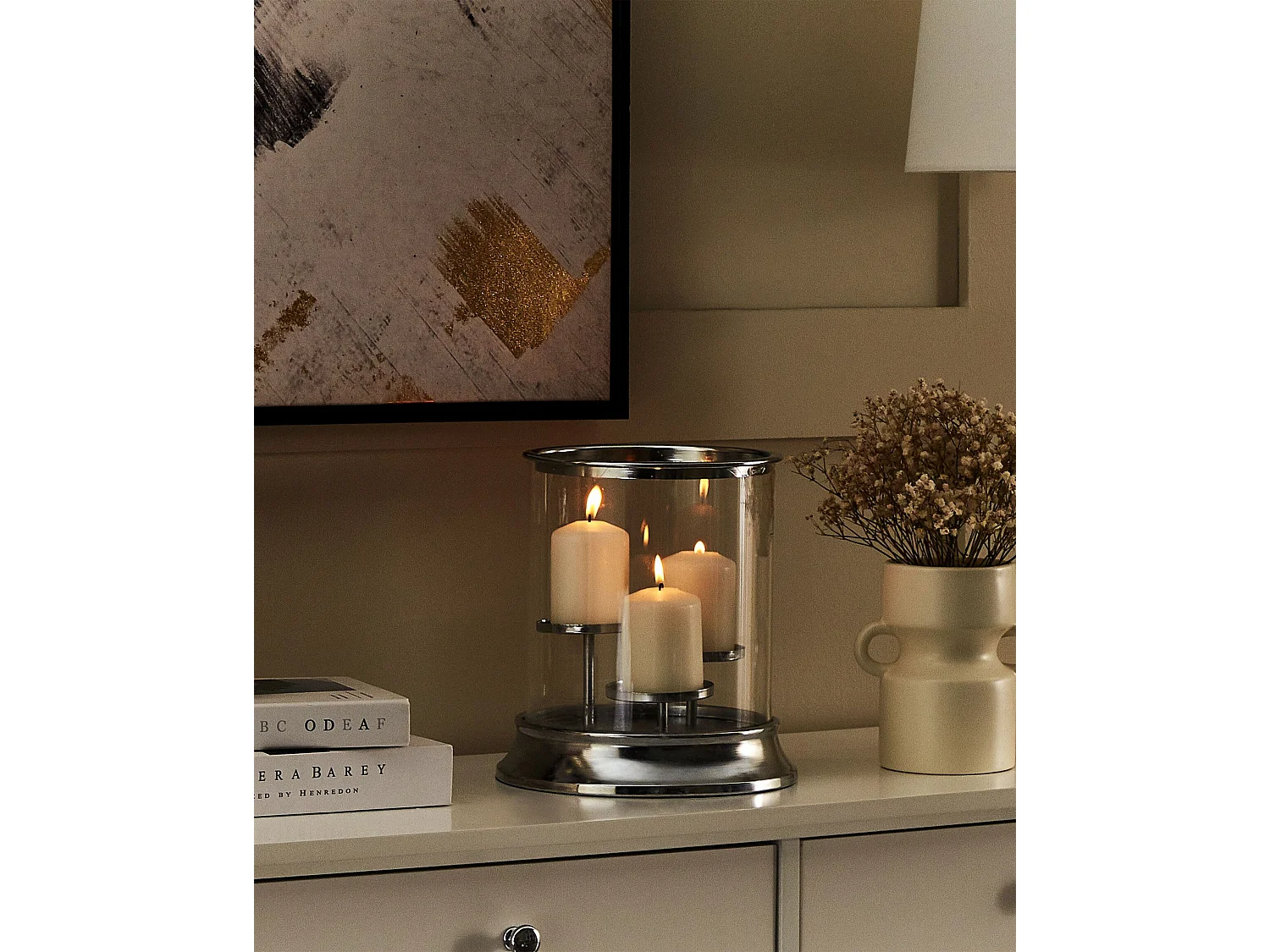 Kaarshouder CILEGON Glas 24 cm Zilver