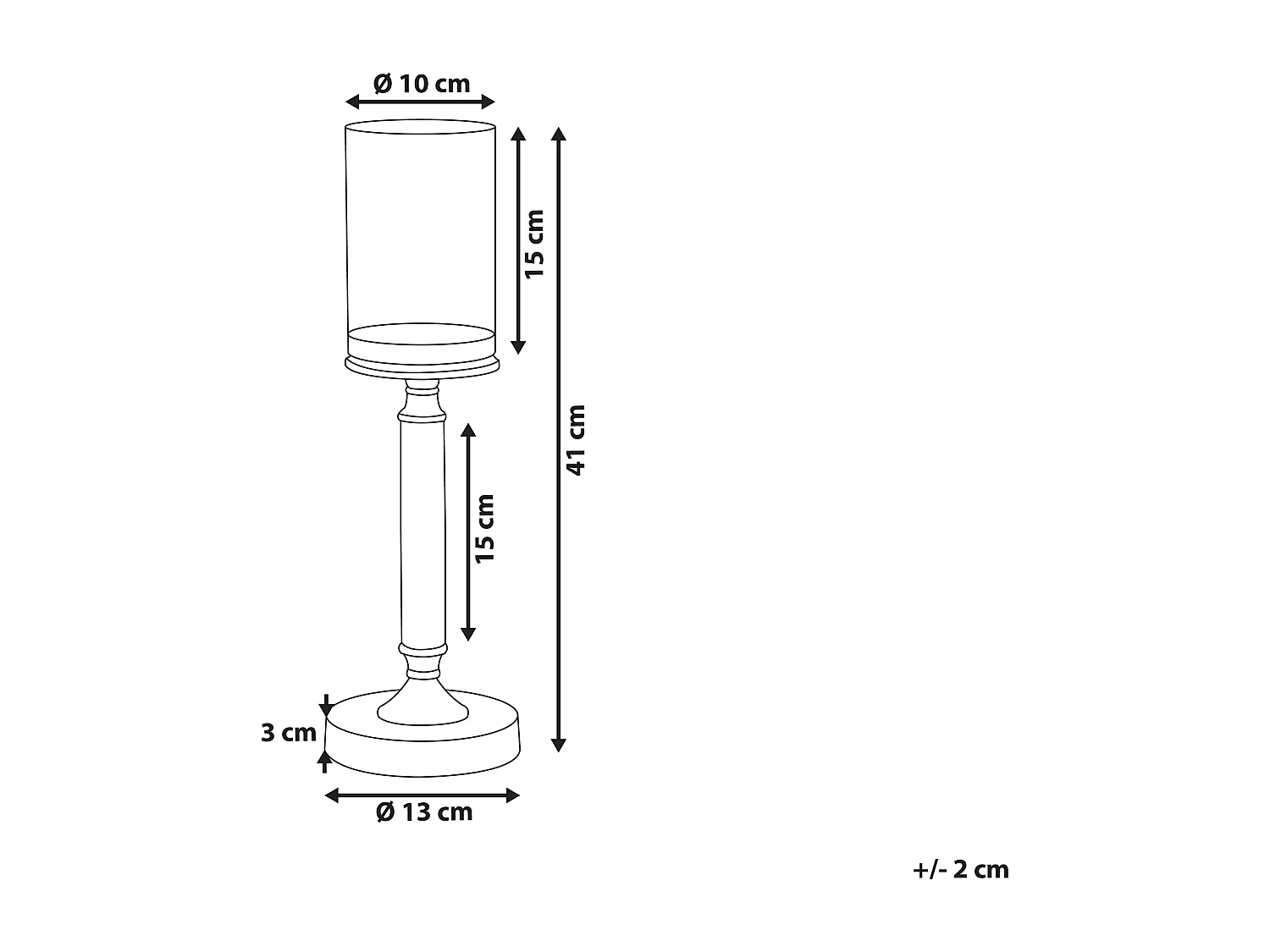 Kaarshouder ABBEVILLE Glas 41 cm Zwart