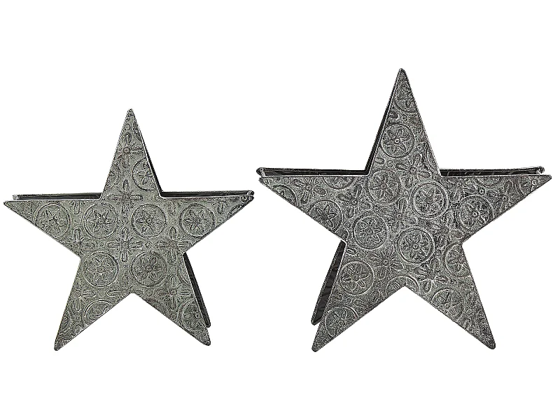 Moderner Kerzenständer in Sternenform im 2er Set Weihnachtsdeko silber Tornio