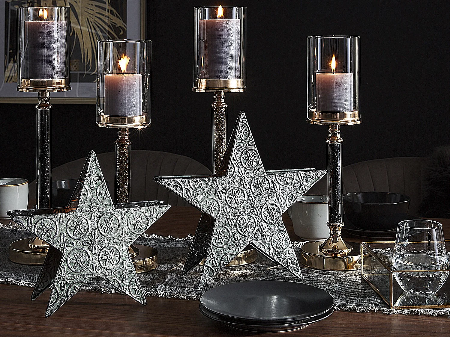 Kerzenständer 2er Set TORNIO Metall 30/26 cm Silber