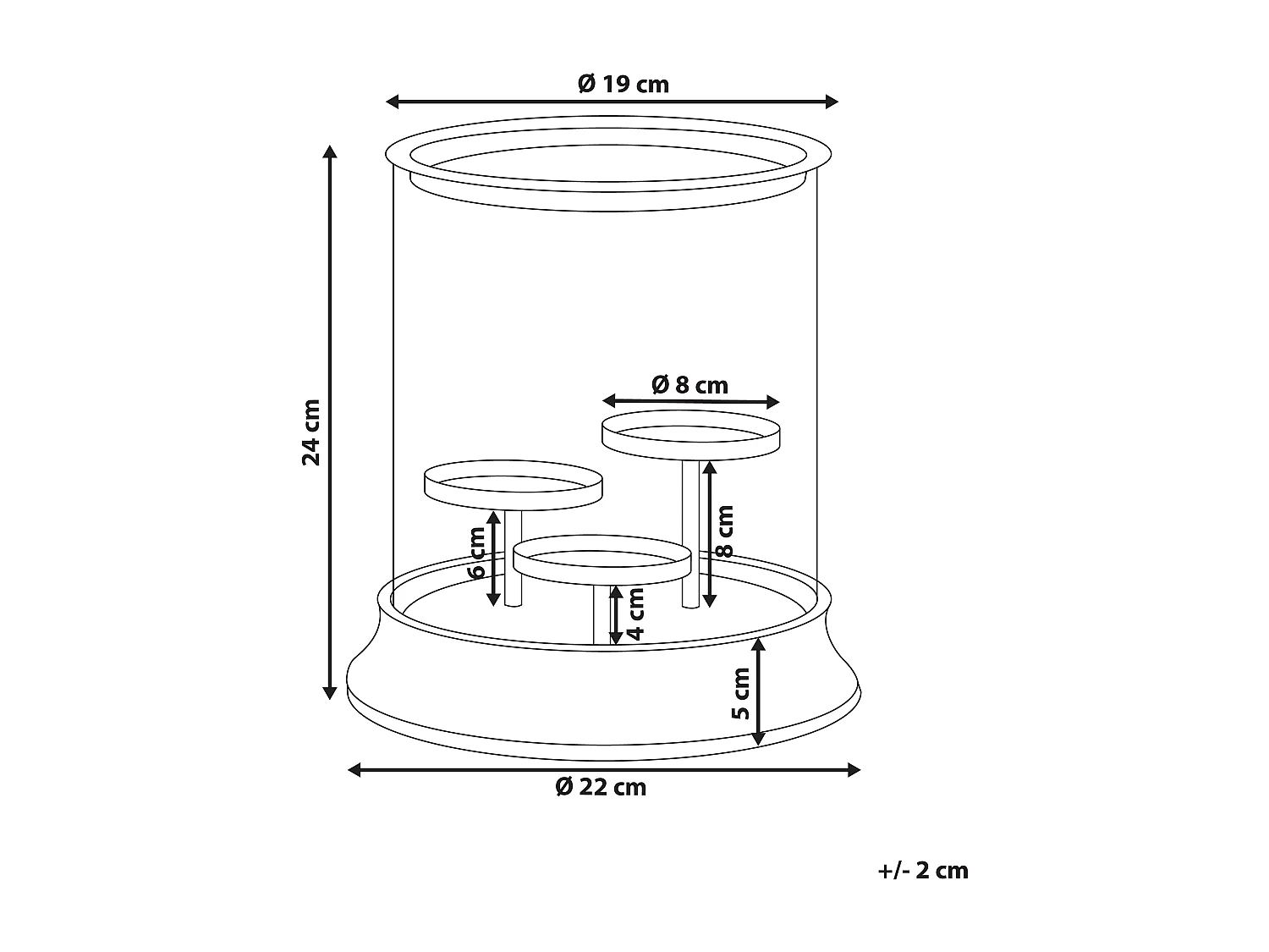 Bougeoir CILEGON Verre 24 cm Doré