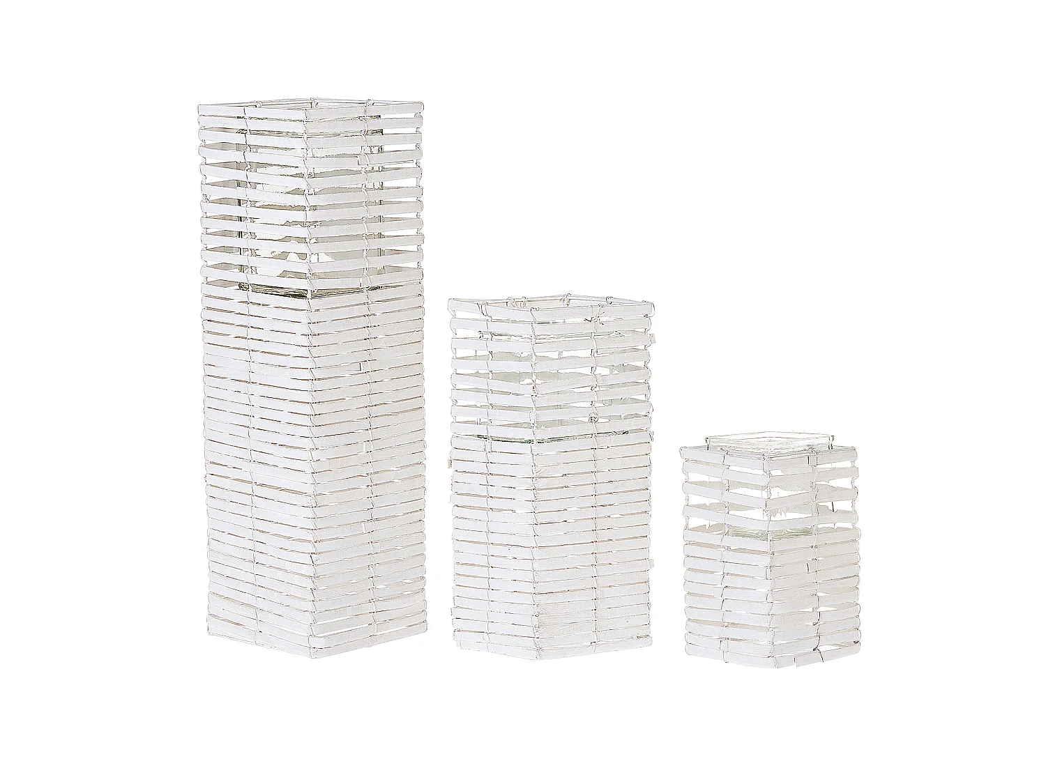 Lot de 3 bougeoirs MAROLA Bois de peuplier 54/34/20 cm Blanc