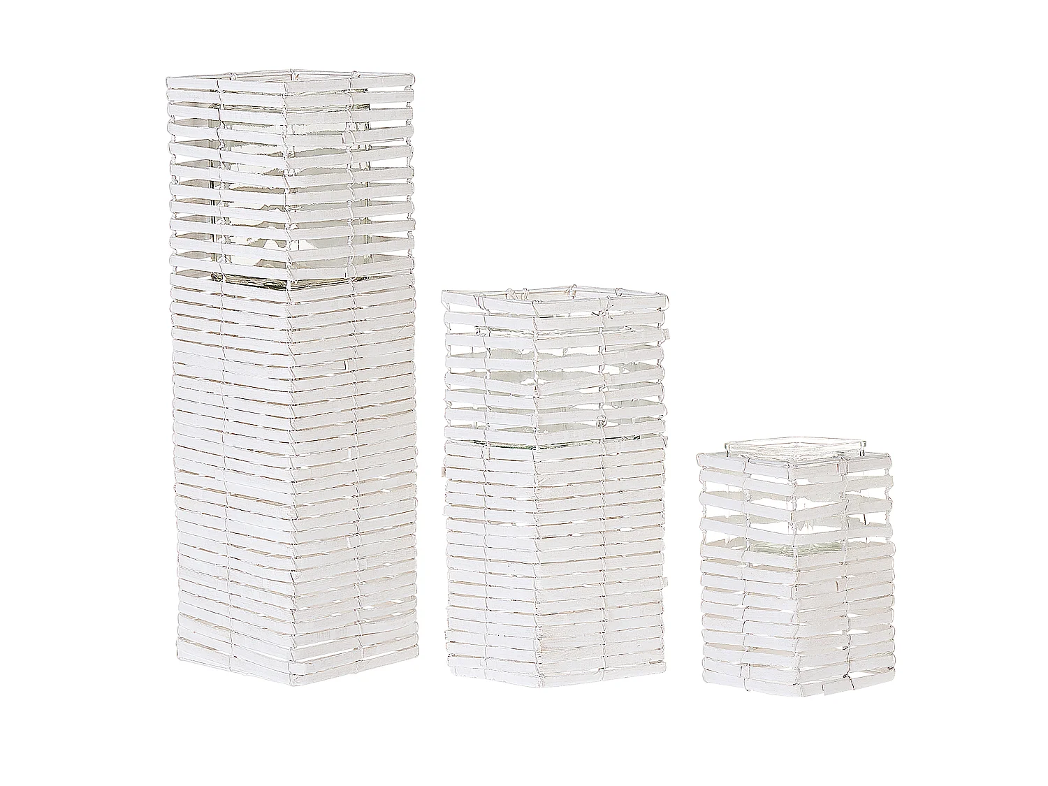 Lot de 3 bougeoirs MAROLA Bois de peuplier 54/34/20 cm Blanc