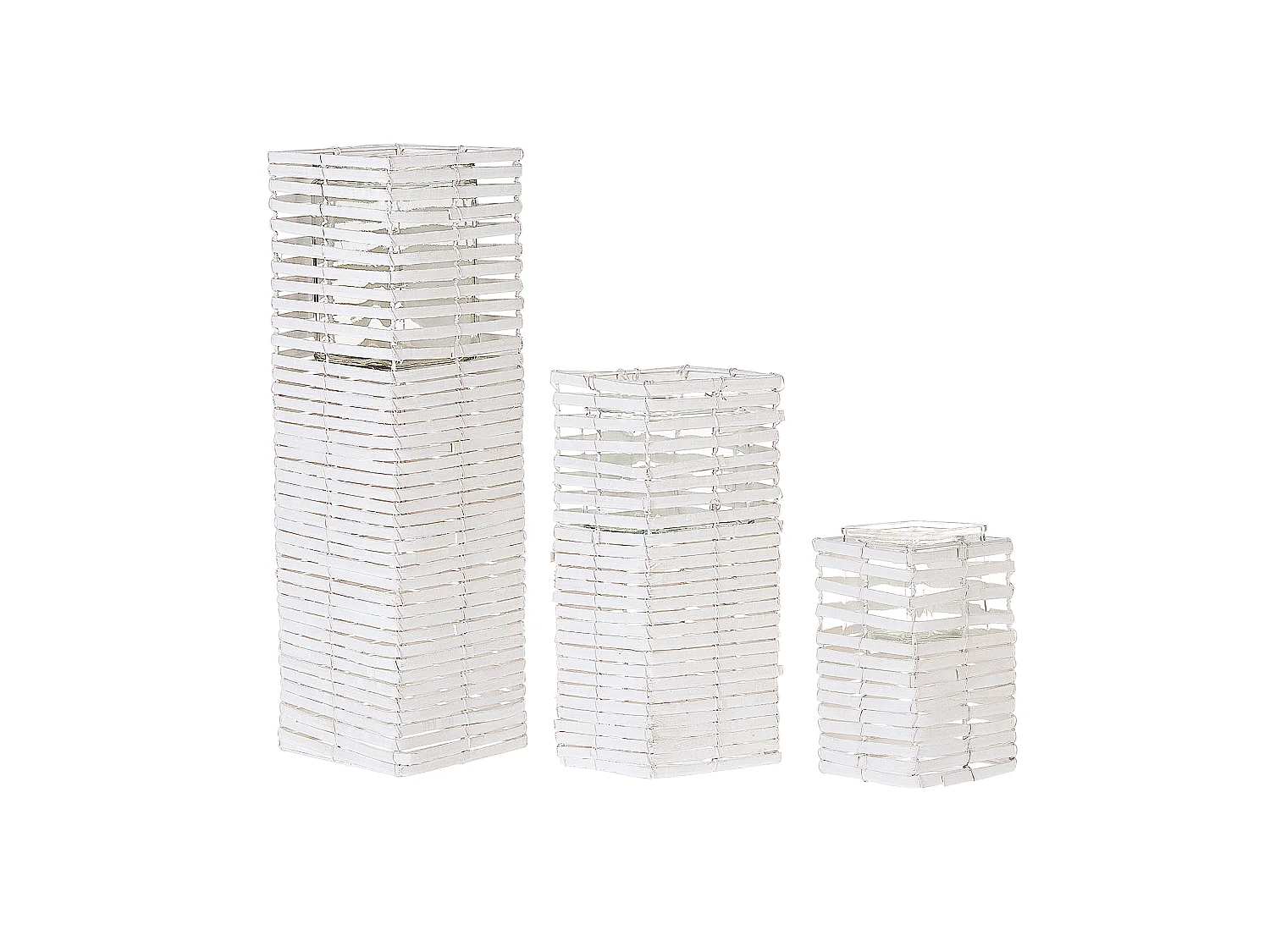 Kerzenständer 3er Set MAROLA 54/34/20 cm Weiss