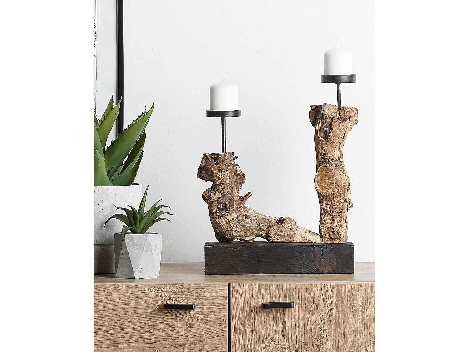 Bougeoir en bois FLORES