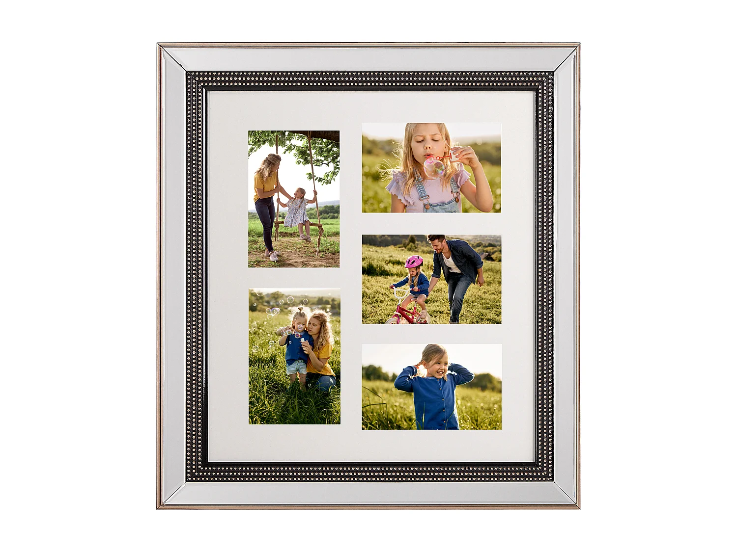 Deko Bilderrahmen Collage aus Kunststoff silber für 5 Fotos 44x49 cm Dalaba