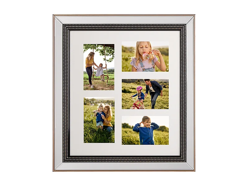 Deko Bilderrahmen Collage aus Kunststoff silber für 5 Fotos 44x49 cm Dalaba