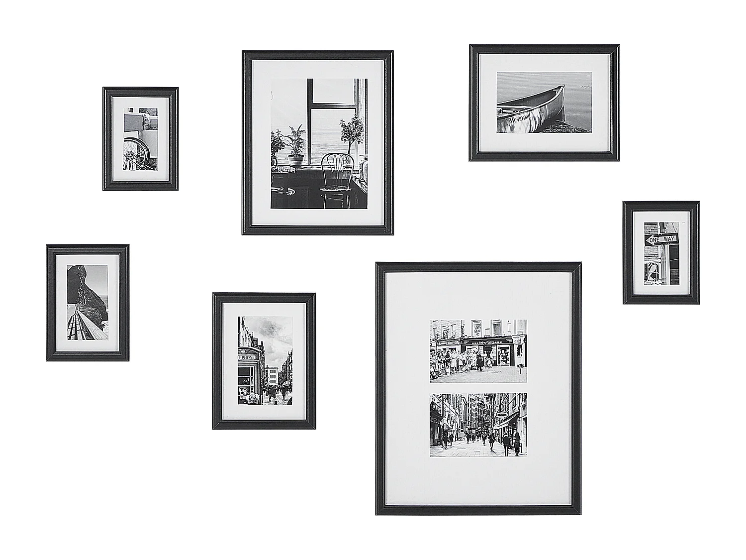 Lot de 7 cadres photo ZINARE Motif urbain Noir