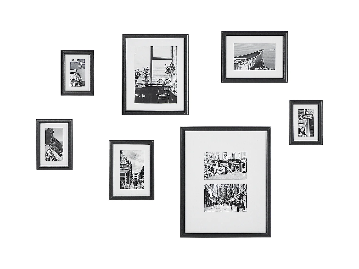 Fotos 7er Set mit MDF Rahmen schwarz Acrylglas städtisches Motiv Collage Zinare