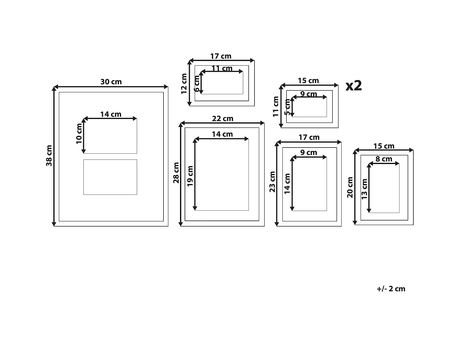 Lot de 7 cadres photo ZINARE Motif urbain Noir