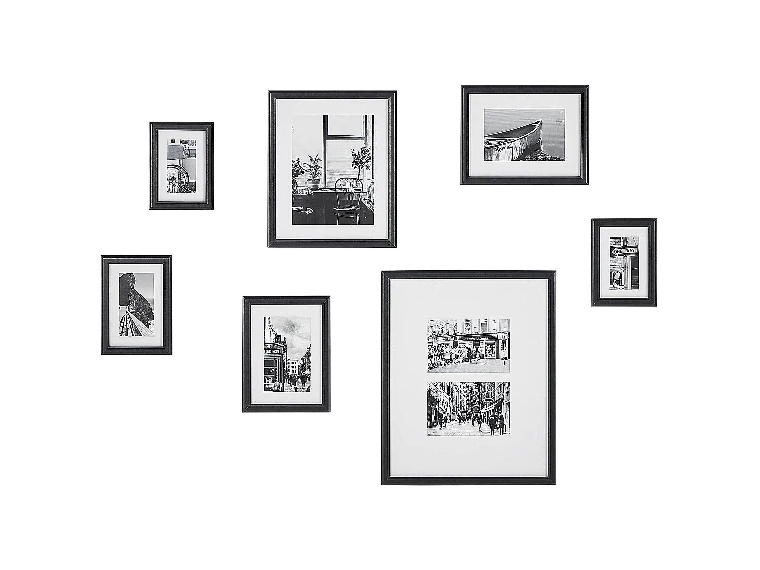 Lot de 7 cadres photo ZINARE Motif urbain Noir