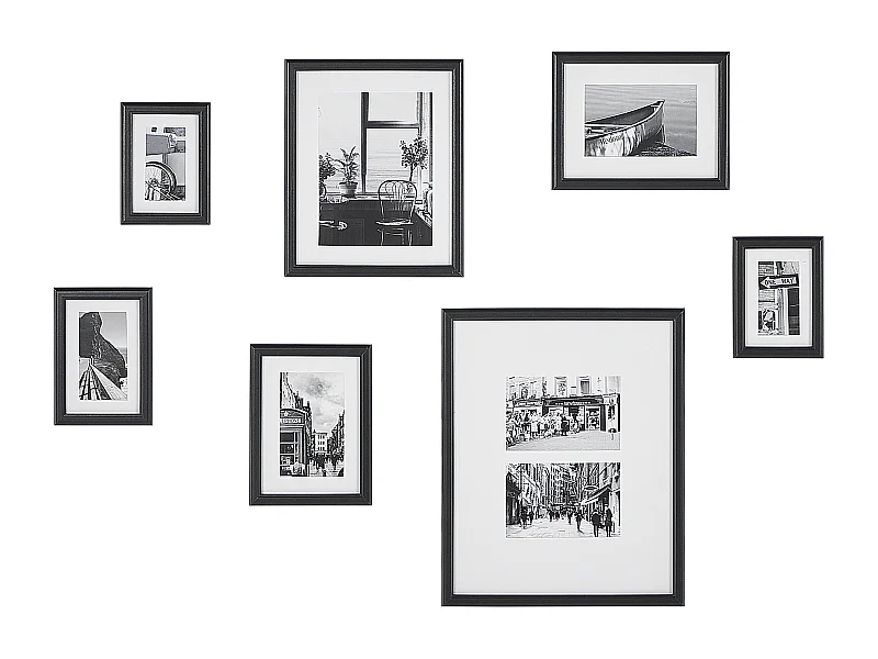 Lot de 7 cadres photo ZINARE Motif urbain Noir