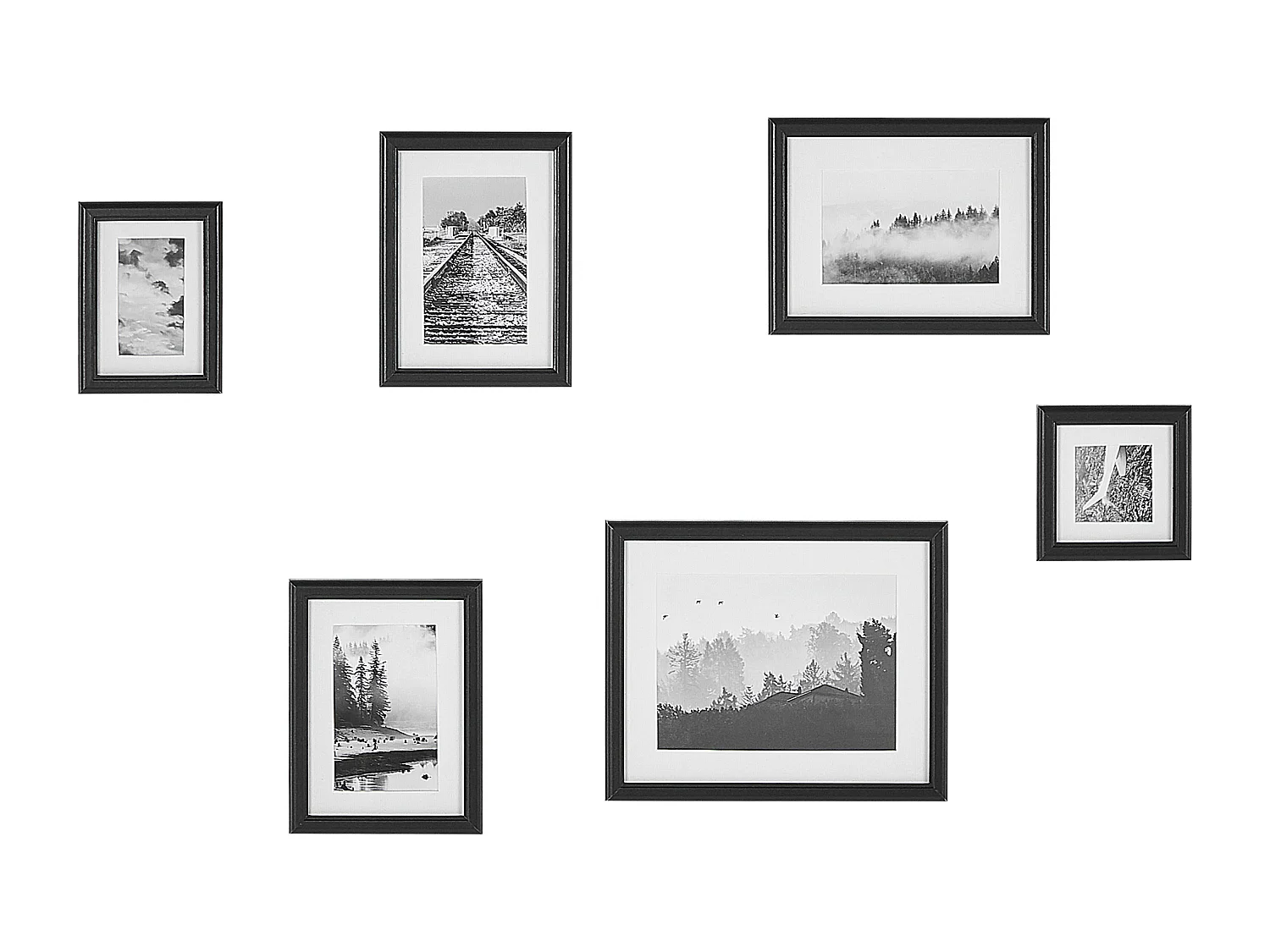 Conjunto de 6 molduras para fotografias ZINARE Paisagem Preto