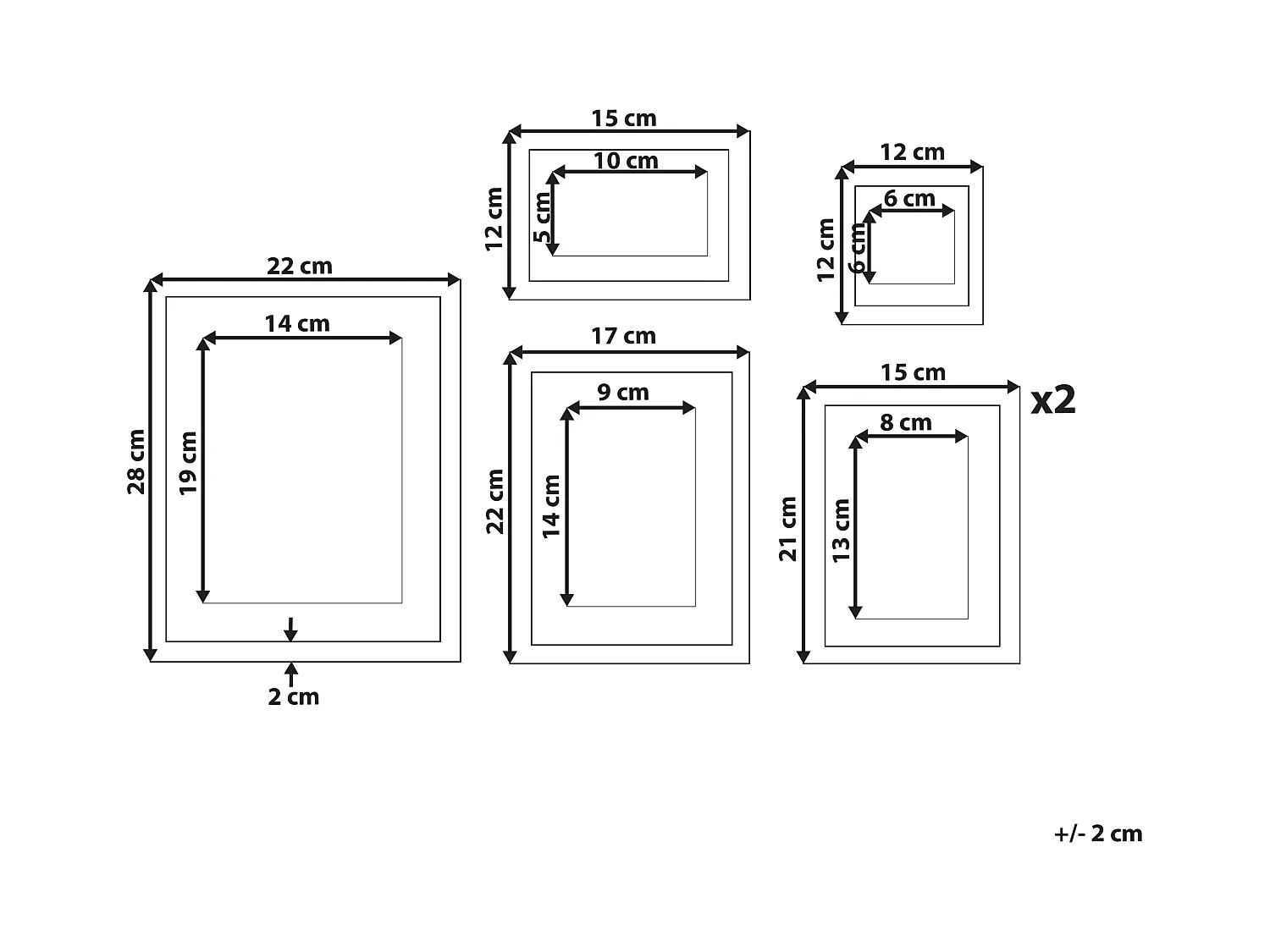 Lot de 6 cadres photo ZINARE Paysage Noir