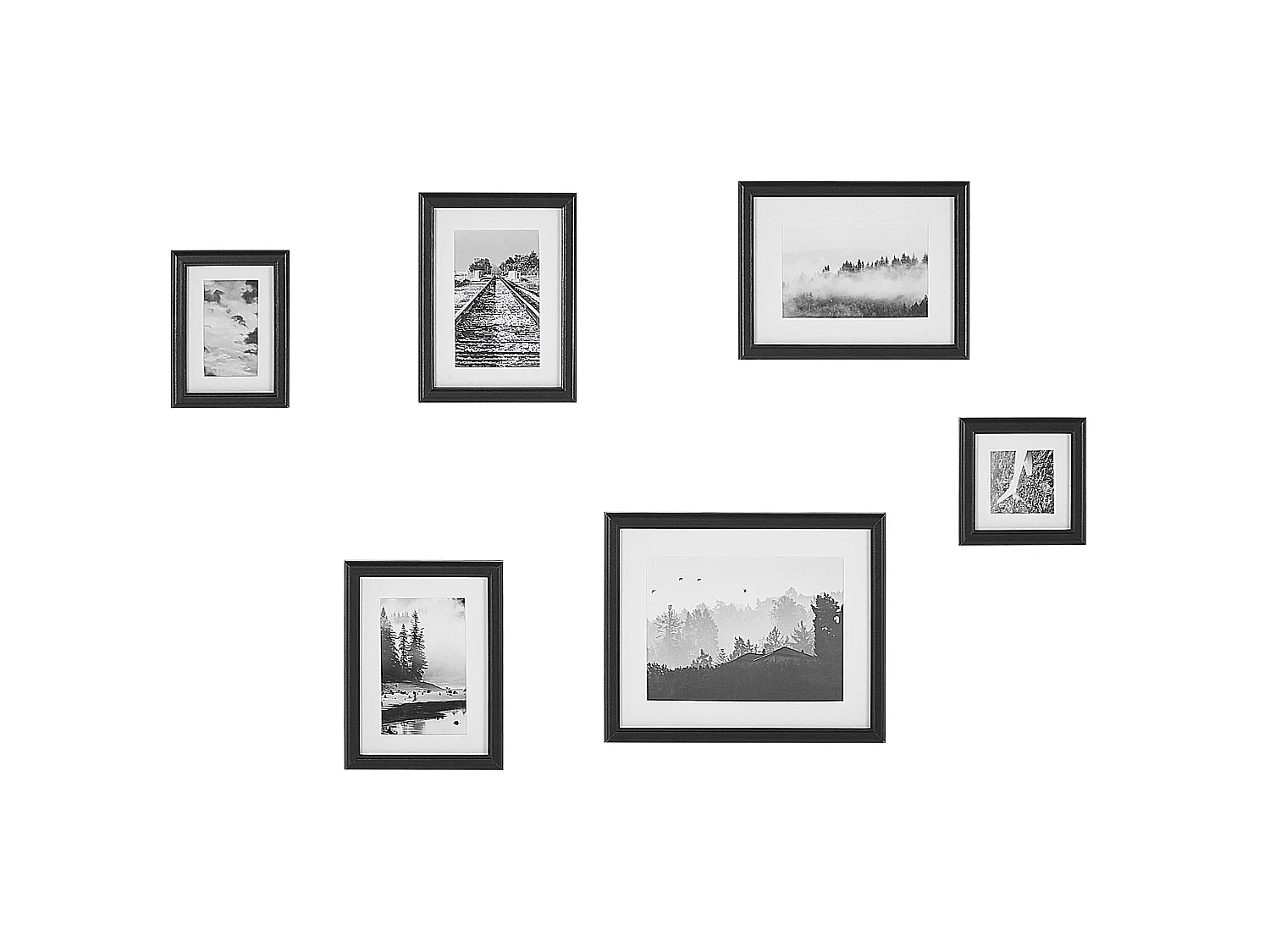 Set of 6 Photo Frames ZINARE Landscape Black
