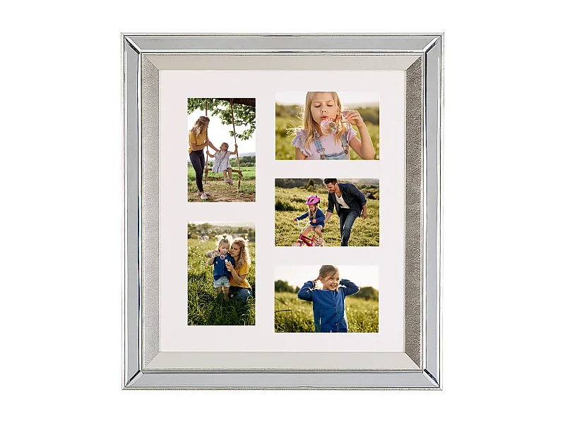 Bilderrahmen silber für 5 Fotos Spiegeleffekt MAKENI