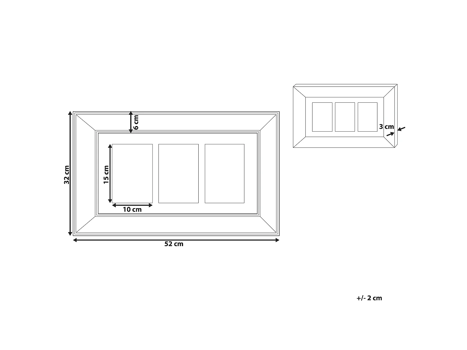 Frame for 3 Photos DABOLA Copper