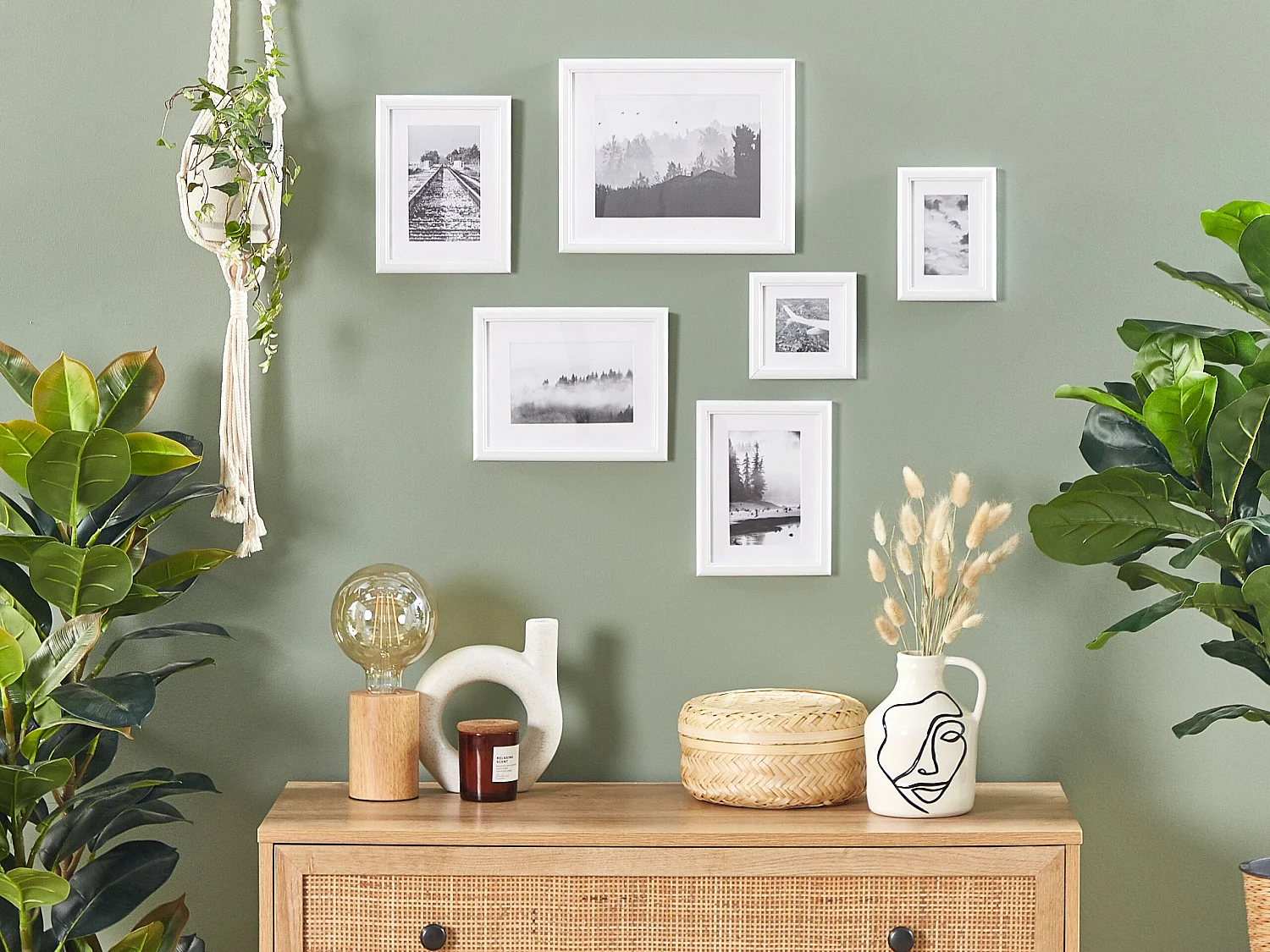 Set di 6 cornici per foto ZINARE Paesaggio Bianco