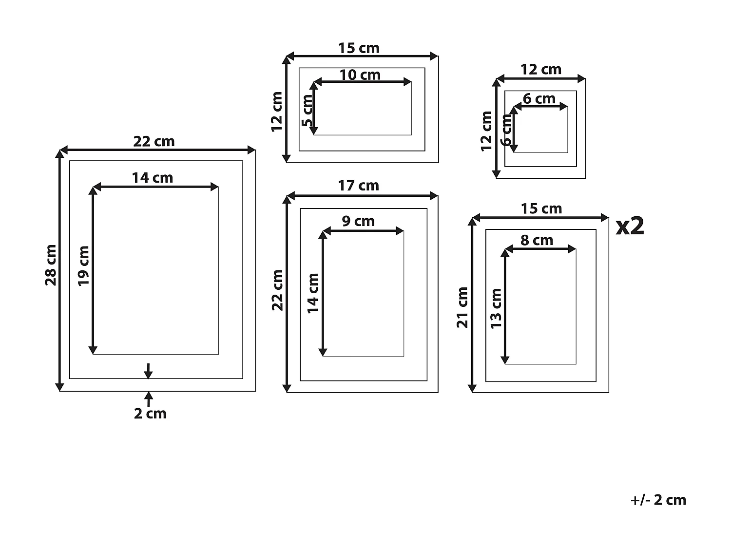 Set di 6 cornici per foto ZINARE Paesaggio Bianco