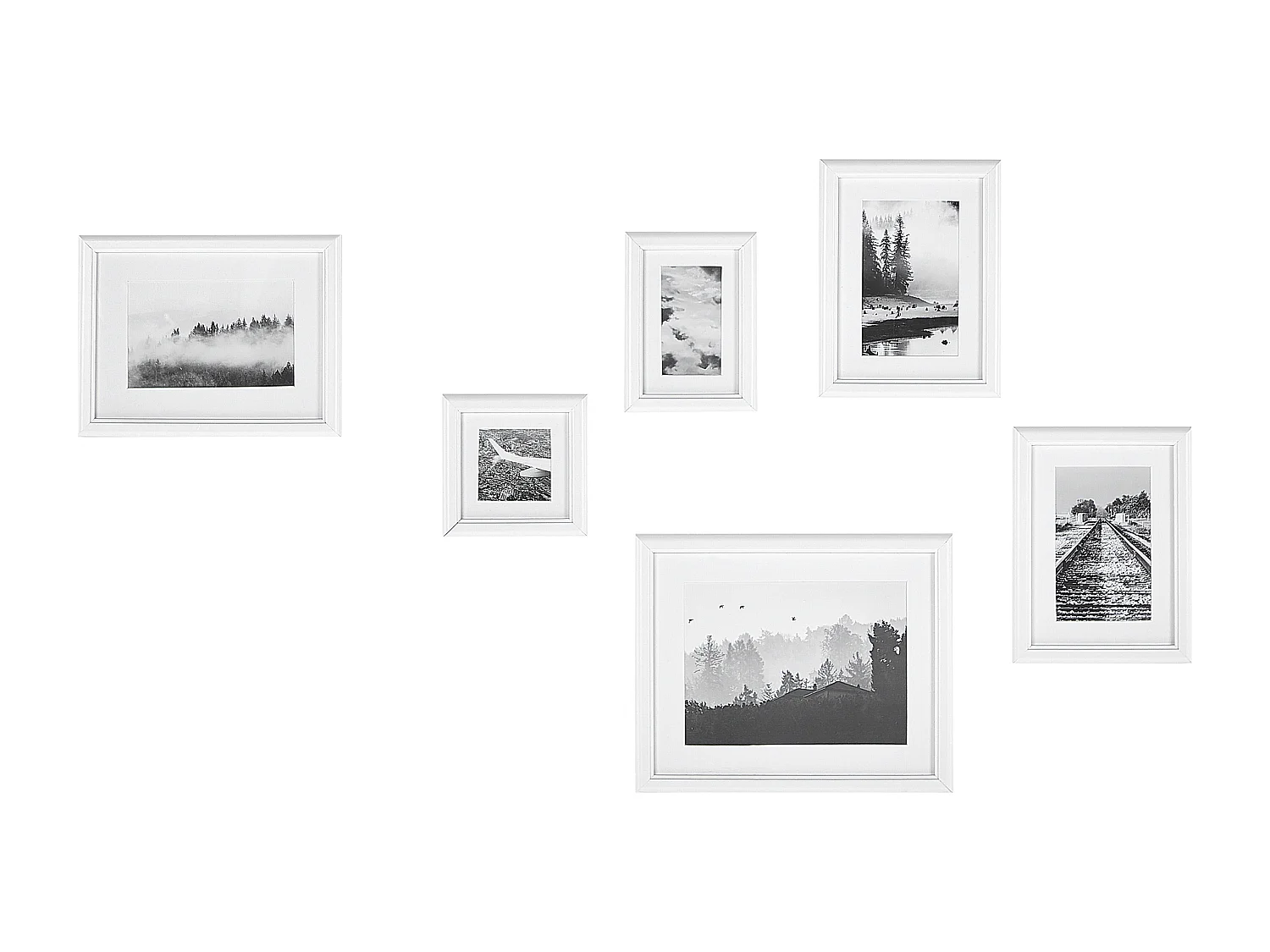 Lot de 6 cadres photo ZINARE Paysage Blanc