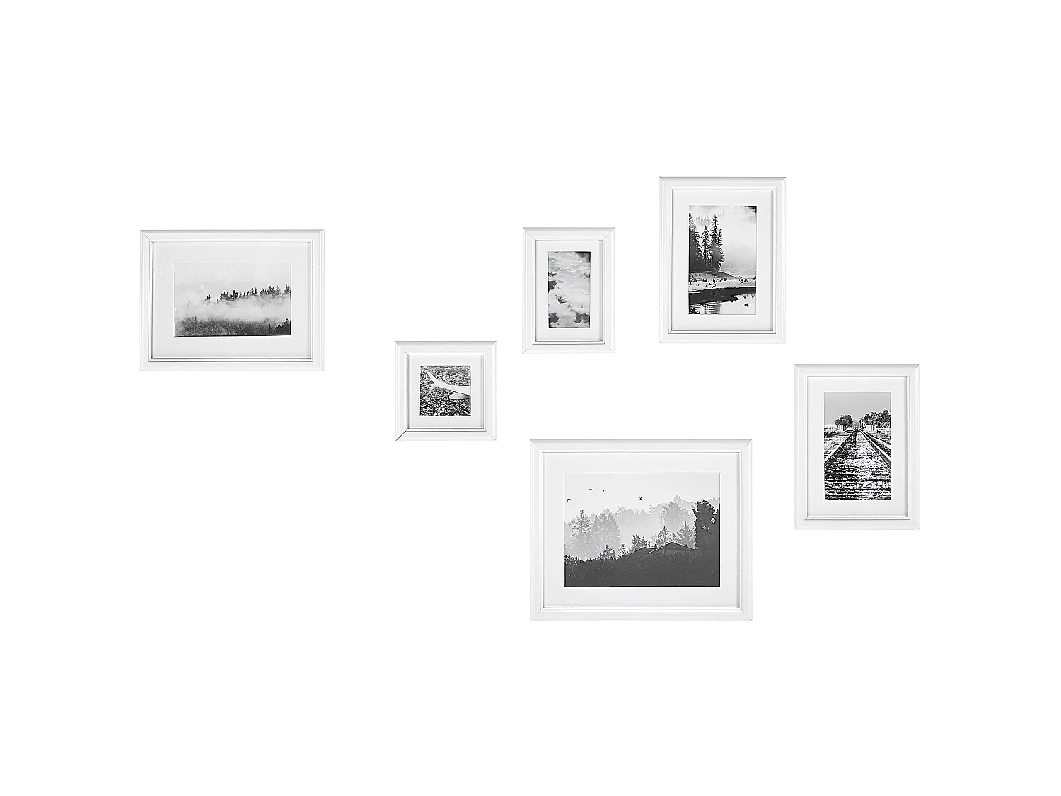 Set van 6 fotolijsten ZINARE Landschap Wit